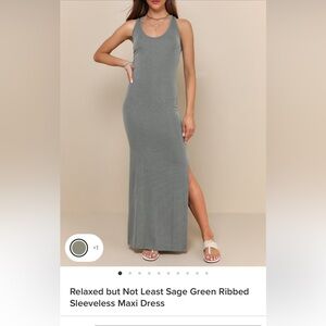 Lulus Relaxed but Not Least Sage Green Ribbed Sleeveless Maxi Dress